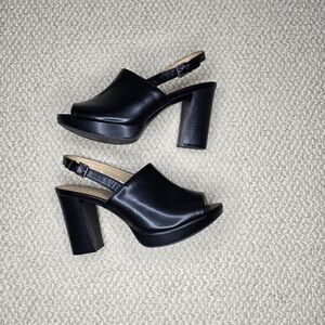 Naturalizer Black Platform Slingback Heels 7.5